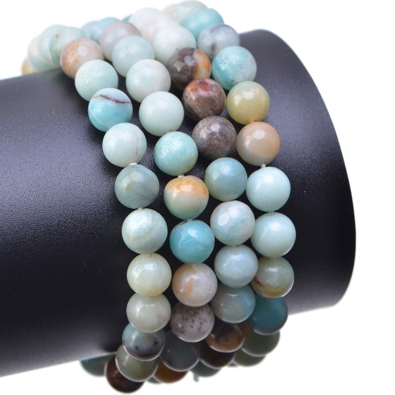 LPBeads 100PCS 8mm Natural Colorful Amazonite Gemstone Round Loose Beads for Jewelry Making with Crystal Stretch Cord - Image 4